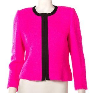 Ted Baker HotPink Barbie Pink Boucle Wool Alpaca Blend Cropped Jacket (M)